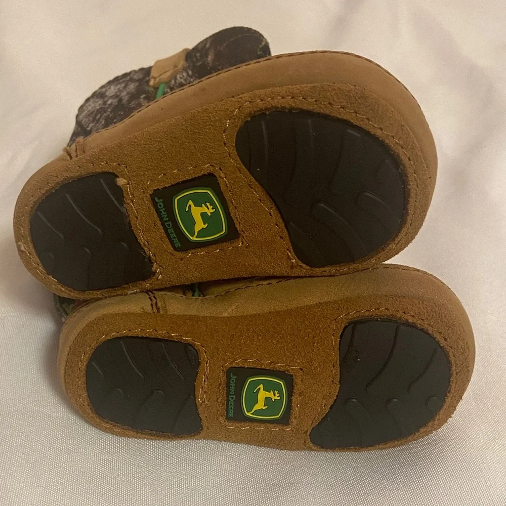 John Deere Baby Tan and Green Boots